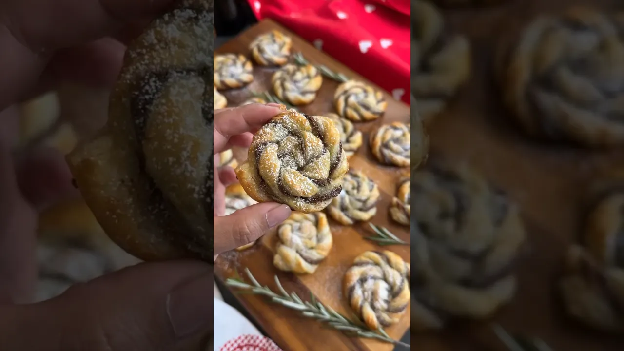 Flores de Masa Hojaldre y Nutella - Idea para San Valentin  #recetas #cocina #postres #dulces