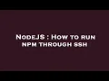 NodeJS How to run npm through ssh