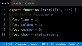 Writing a JavaScript lexer scanner tokeniser in JavaScript