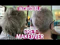THE BEST GREY MAKEOVER YET Super short natural grey pixiecut for Kim