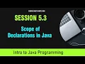 Java for Beginners Session 5 3 - Scope of Declarations