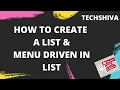 PYTHON FOR BEGINNERS HOW TO CREATE LIST MENU WITH LIST
