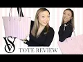 Victoria s Secret Large Tote Bag Review Pink Signature Stripe What s in my Bag