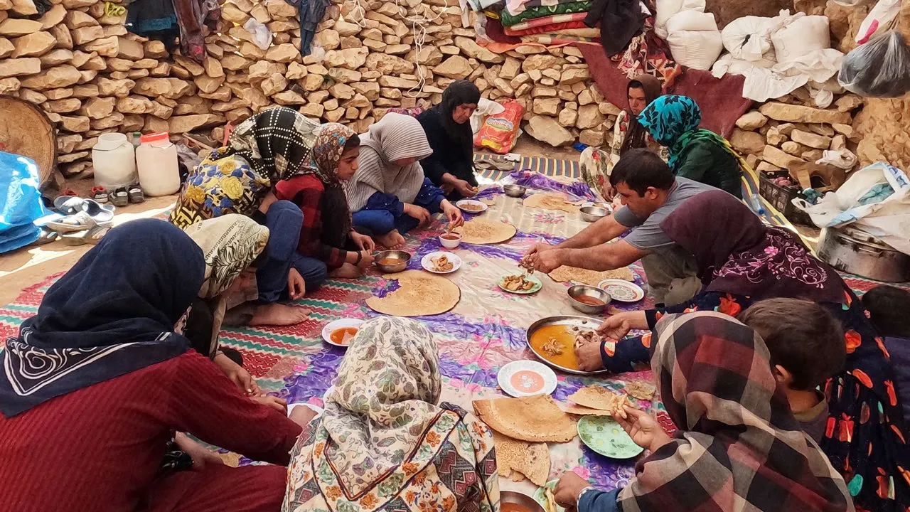 The whole Family Having Breakfast Together, The Nomadic life style of IRAN