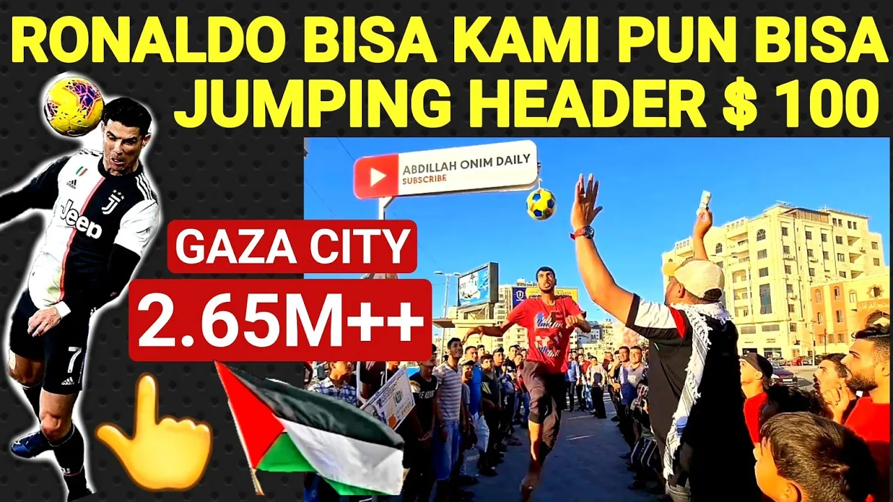 CRISTIANO RONALDO HEADER CHALLENGE 😱 "KOTA GAZA" $ 100 TUNAI