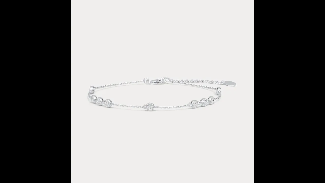 Bezel Set Lab-Grown Diamond Cluster Station Bracelet in Sterling Silver