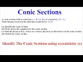 Conic Sections Using Eccentricity Identify Equation Foci Sketch