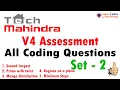 V4 assessment coding solution Tech Mahindra V4 assessment all coding solution Set 2
