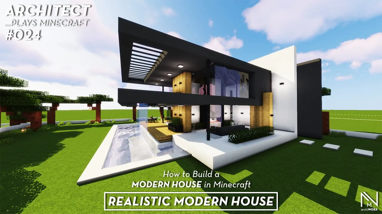 MINECRAFT: How to Build a REALISTIC MODERN HOUSE Tutorial (EASY)