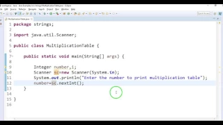write a java program to print multiplication table in java