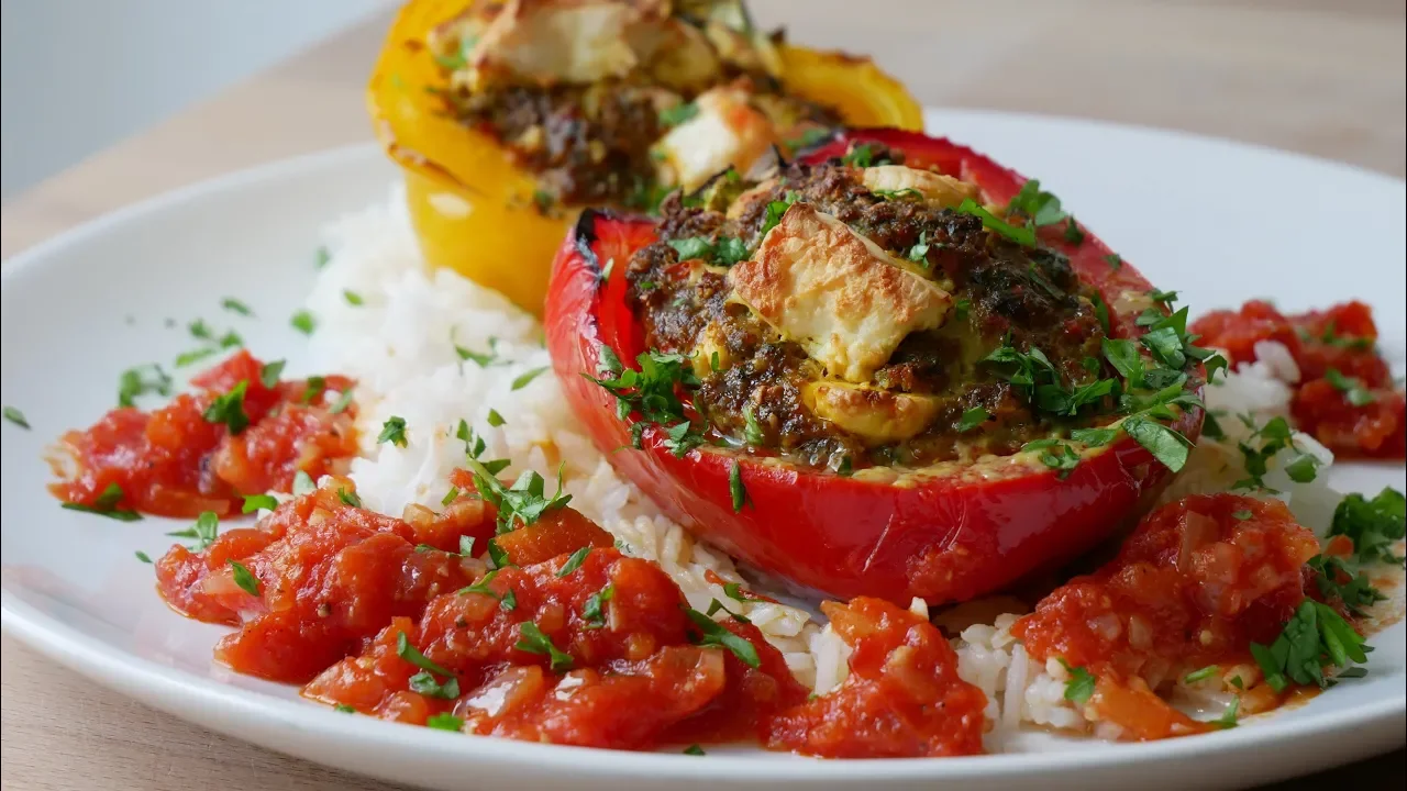 
          
          
          
            
            Gefüllte Paprika mit Hackfleisch & Feta || Stuffed Peppers with Ground Beef & Feta || [ENG SUBS]
          
        . 