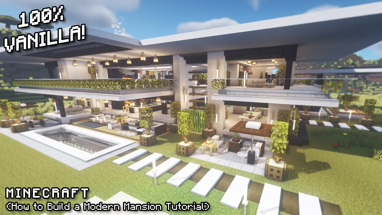 MINECRAFT: How to Build a MODERN MANSION Tutorial