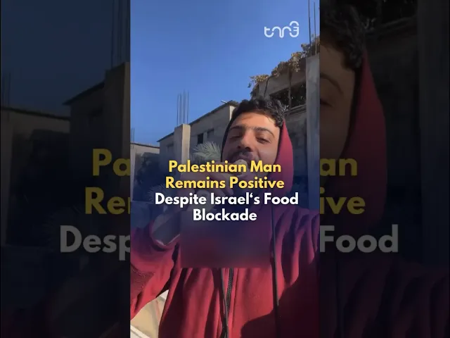 Despite Israel’s blockade on G@za, a man remains optimistic with just a piece of bread and cheese.