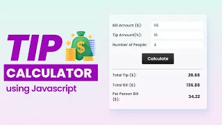 TIP Calculator using Javascript - Simple TIP Calculator using Vanilla Javascript