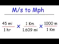 How To Convert Miles Per Hour to Meters Per Second - mph to