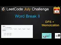 word break II leetcode word break 2 leetcode leetcode 140 dfs memoization hard