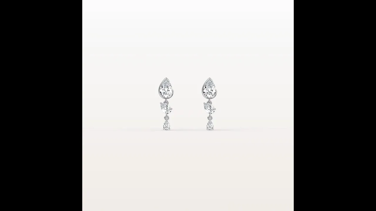 Triple Pear Lab-Grown Diamond Drop Earrings in 14K Solid Gold/Platinum