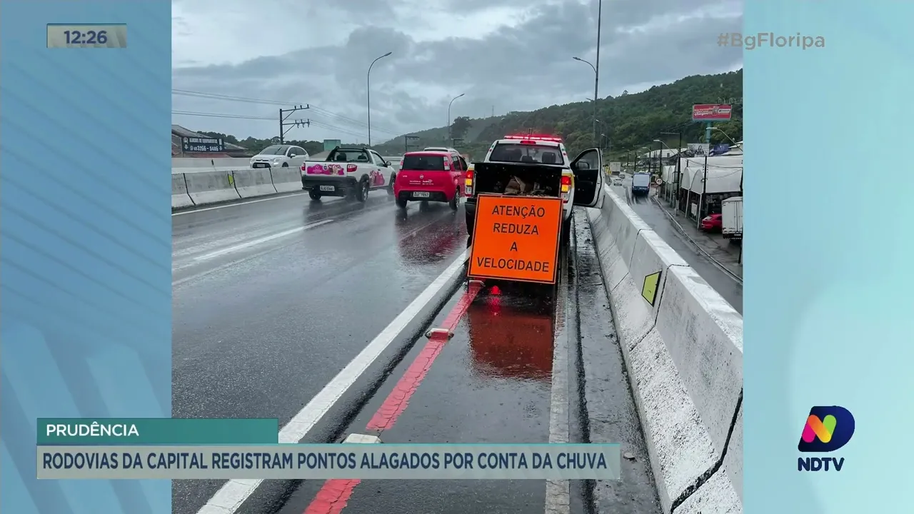 Rodovias de Florianópolis registram pontos alagados por conta da chuva