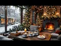 Lagu Winter Coffee Shop Ambience with Smooth Jazz Music ❄️Christmas Jazz \u0026 Crackling Fireplace for Relax