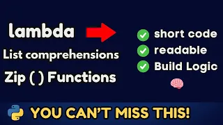 Stop Writing Slow Python Code Learn Lambda List Comprehension Zip FAST