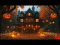 Download Lagu TRICK OR TREAT 🎃 Haunted House Halloween Ambience w/ Crackling Fire, Leaves \u0026 Jack-O’-Lanterns