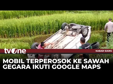 Pakai Google Maps, Mobil Wisatawan Terjun Ke Sawah