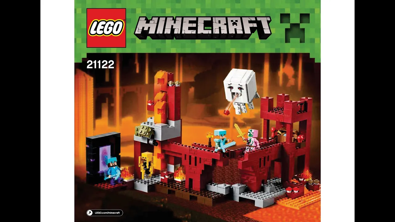 LEGO Minecraft The Nether Fortress Construction set #21122 with Steve, Alex, Blaze, Zombie Pigman, a. 