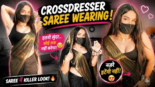 crossdressing in saree full transformation guy to indian saree look