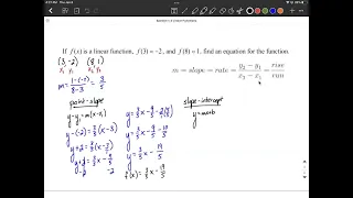 Find linear function when given two function values