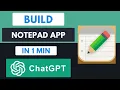 How to Build a Notepad App using ChatGPT in 1 min
