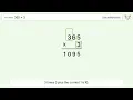 365 x 3 Long Multiplication - Step-by-Step