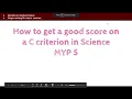 How to get a good score on a C criterion in science MYP 5