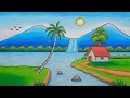 Download Lagu Cara Menggambar Pemandangan Gunung Sungai | Menggambar Pemandangan Untuk Pemula