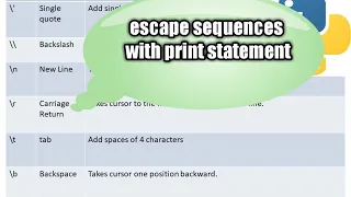 escape sequences in print function using python