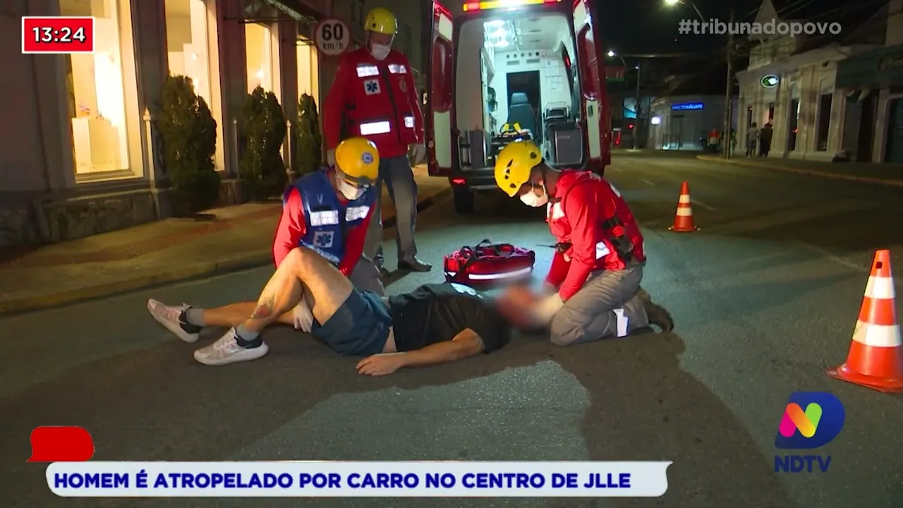 Homem é atropelado por carro no centro de Joinville