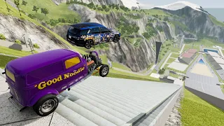 Insane Small Stairs Jumps Down (Crash Test) #3 - BeamNG.drive Down Stairs Jumps On Small Stairs