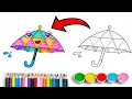 Umbrella Coloring Page for Kids Easy Rain Umbrella Drawing