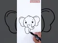 Cute baby elephant drawing step by step