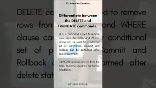 Differentiate between DELETE and TRUNCATE SQL Interview Question Series