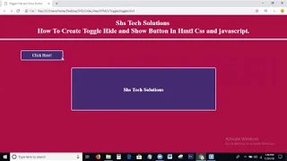 How To Create Toggle Hide Show Button In Html Css and JavaScript Toggle Hide and Show Button