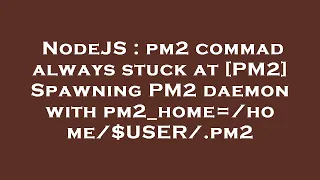 NodeJS pm2 commad always stuck at PM2 Spawning PM2 daemon with pm2 - home home USER pm2