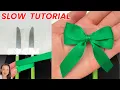 How to make a Double Bow with Ribbon - SLOW demonstration how to tie a bow DIY Bow Maker