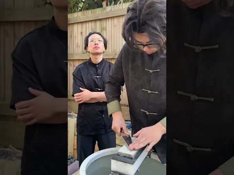 A tomato tower, cut in half! #fyp #knifesharpening #satisfying #knifesharpener #tomato #whetstone