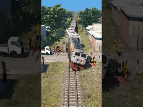Kereta api oleng di perlintasan