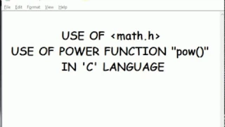 C Programming Tutorial - 10 The pow Function in hindi