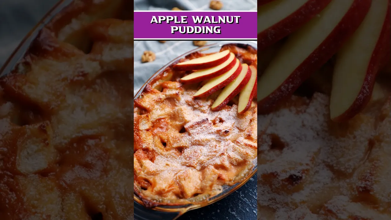 Apple Walnut Bread Pudding    Dessert Recipe #shorts #pudding #dessertrecipe #applepudding