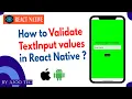 How to validate TextInput values in react native in Hindi