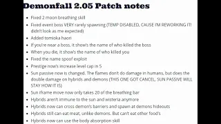 Demonfall Roblox New Update 2 05 Patch Note Many Things Fixed