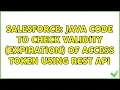 Salesforce Java Code to check validity expiration of access token using rest api