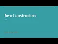 Java Constructors in 14 minutes